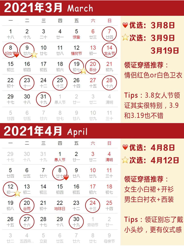 2021年領證吉日速查，附領結婚證常見問題  第2張