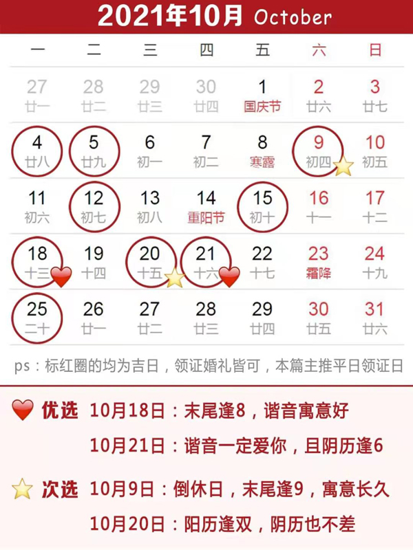 2021下半年領證吉日速查，這12天最好！  第5張