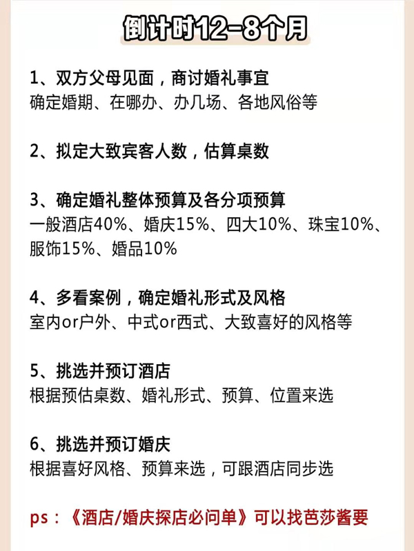 倒計時1年、半年、3月備婚時間表，一看就懂！  第2張