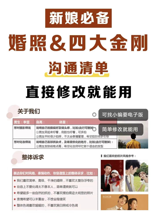 男朋友做的婚照和四大金剛溝通清單，超詳細  第1張
