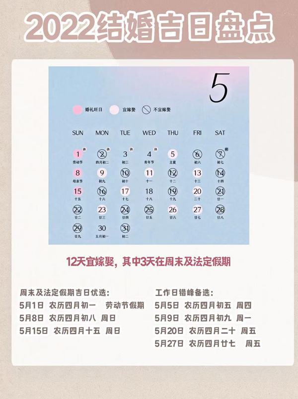 2022年結(jié)婚吉日盤點(diǎn) 附法定節(jié)假日  第4張
