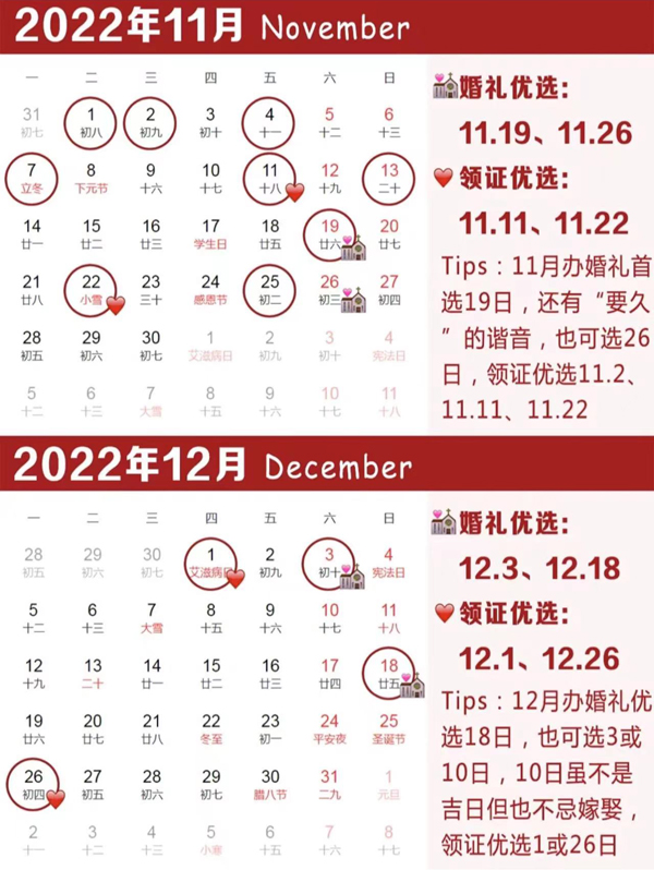 2022年結(jié)婚吉日趕緊搶，熱門好日子就6天！  第7張