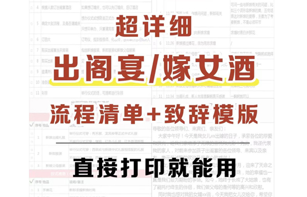 超詳細出閣宴流程清單+致辭模版，直接打印  第1張